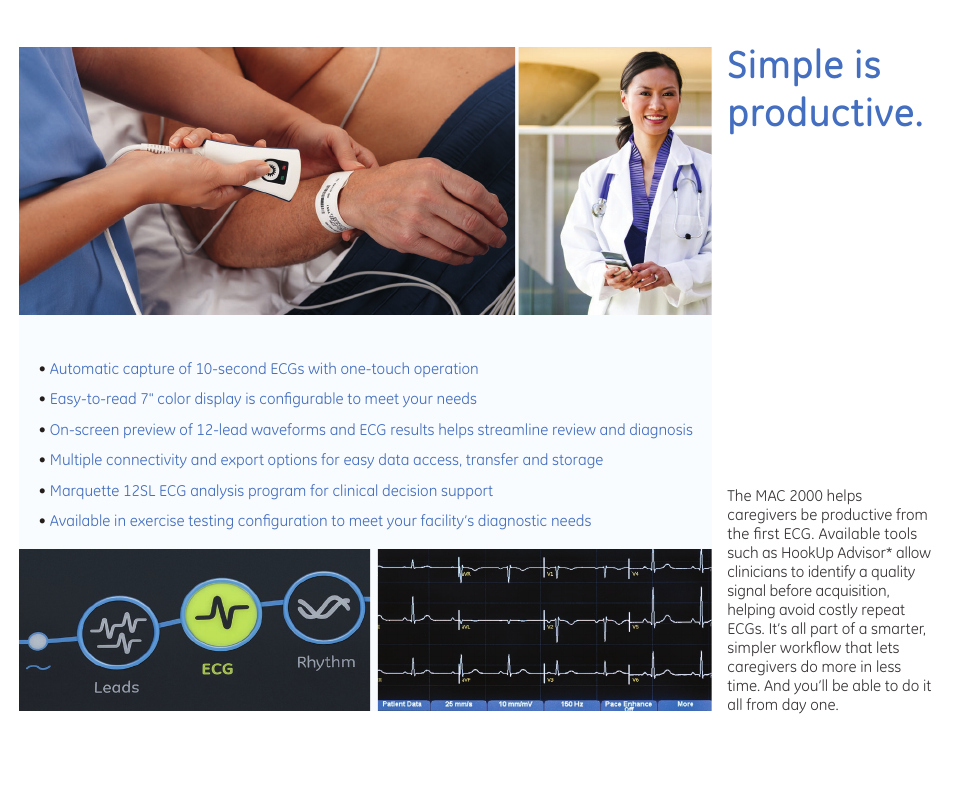 Simple is productive | GE Healthcare MAC 2000 User Manual | Page 3 / 8