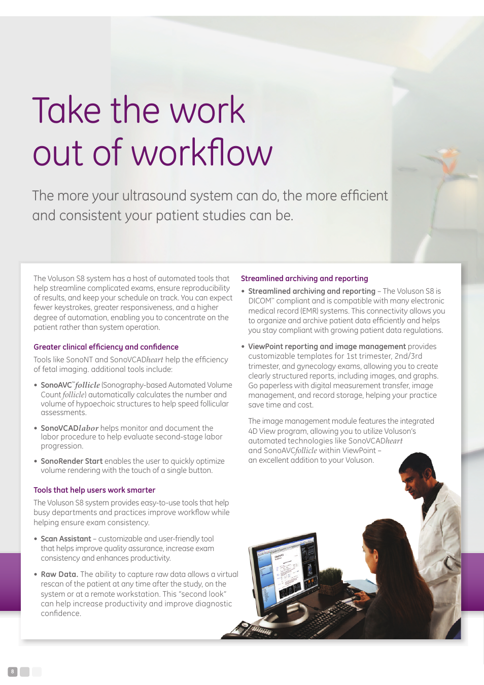Take the work out of workflow | GE Healthcare Voluson S8 User Manual | Page 8 / 12