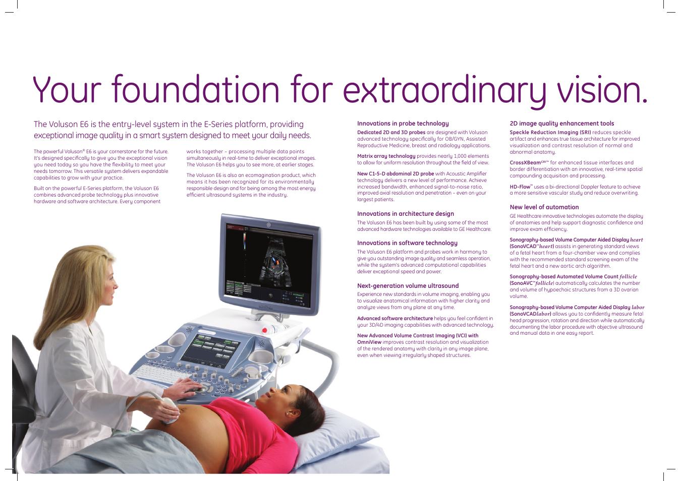 Your foundation for extraordinary vision | GE Healthcare Voluson E6 User Manual | Page 2 / 5
