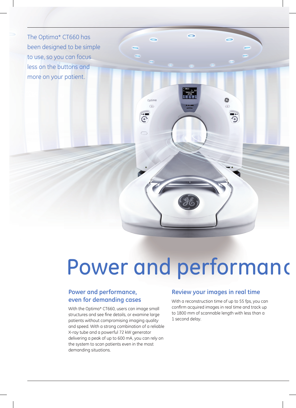 Power and performance | GE Healthcare Optima CT660 User Manual | Page 14 / 18