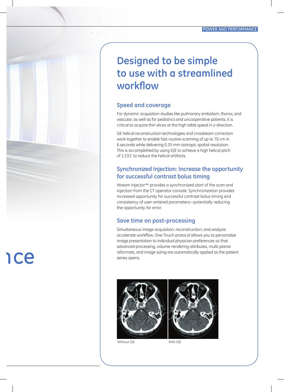 Power and performance | GE Healthcare Optima CT660 User Manual | Page 15 / 18