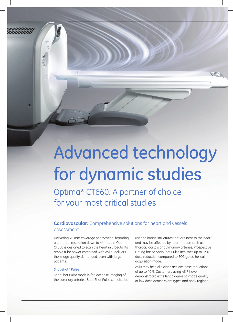 Advanced technology for dynamic studies | GE Healthcare Optima CT660 User Manual | Page 6 / 18
