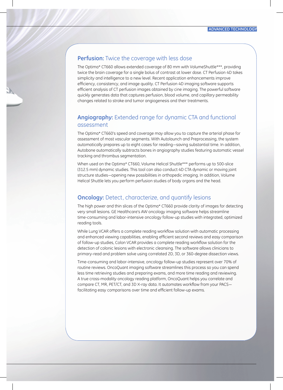 Advanced technology for dynamic studies | GE Healthcare Optima CT660 User Manual | Page 7 / 18