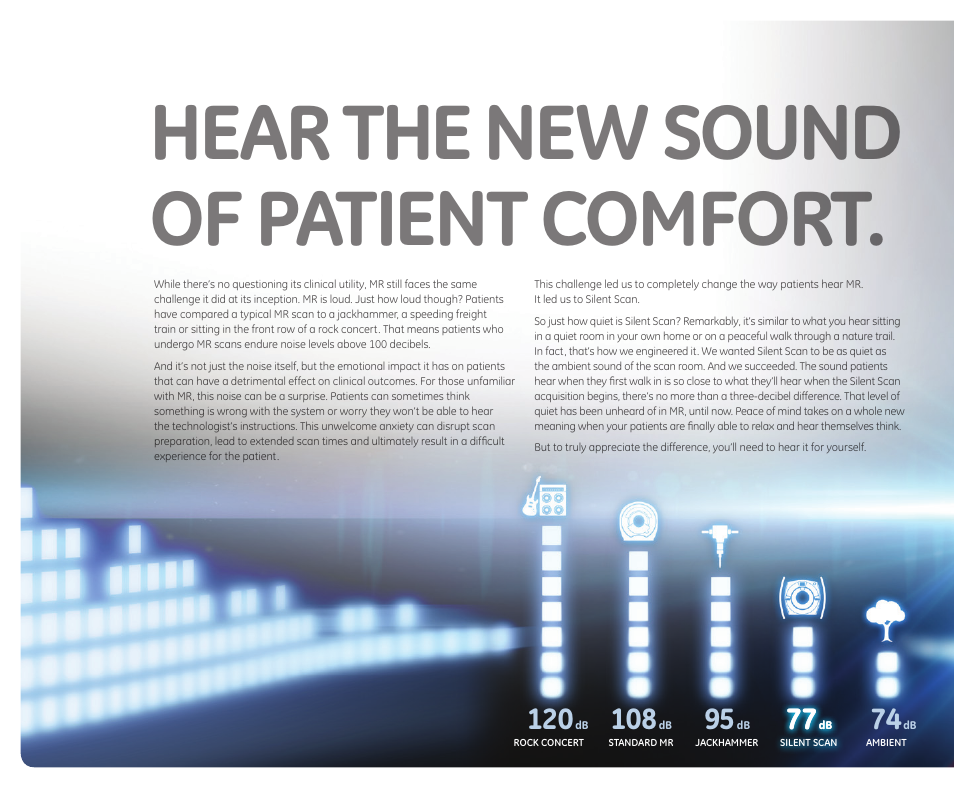 Hear the new sound of patient comfort | GE Healthcare SILENT SCAN User Manual | Page 4 / 12