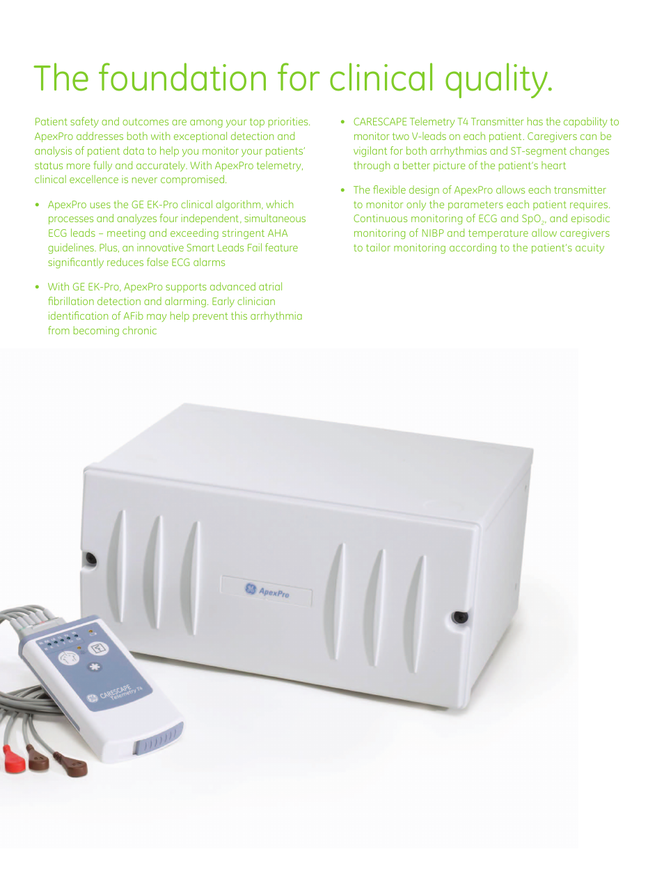 The foundation for clinical quality | GE Healthcare ApexPro Telemetry System User Manual | Page 5 / 8