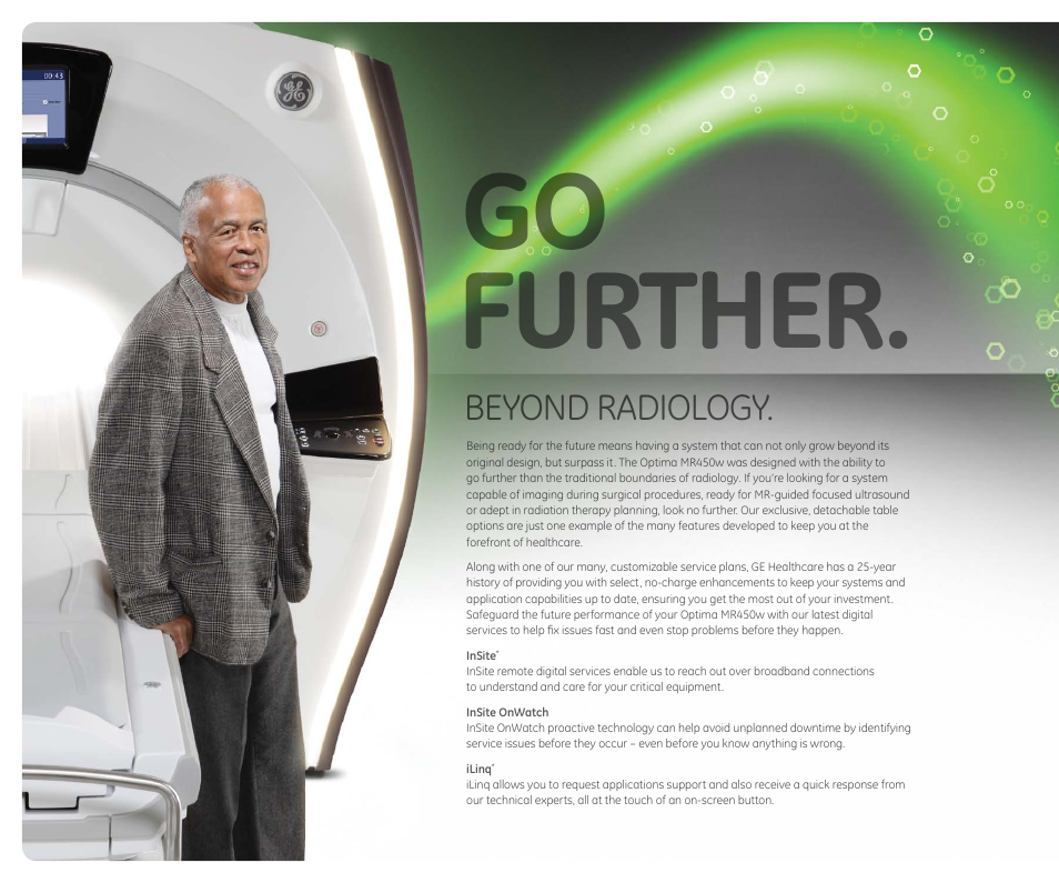 Go further, Beyond radiology | GE Healthcare Optima MR450w 1.5T User Manual | Page 16 / 20