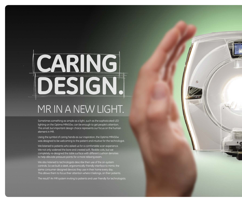 Caring design, Mr in a new light | GE Healthcare Optima MR450w 1.5T User Manual | Page 4 / 20