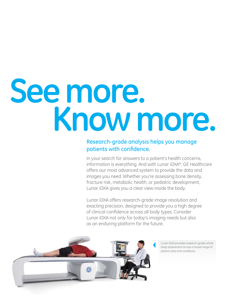 See more. know more | GE Healthcare Lunar iDXA User Manual | Page 2 / 8