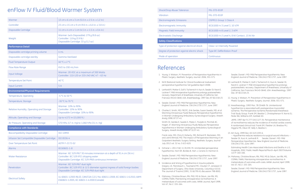 Enflow iv fluid/blood warmer system, References | GE Healthcare enFlow IV Fluid and Blood Warmer - Booklet User Manual | Page 6 / 7