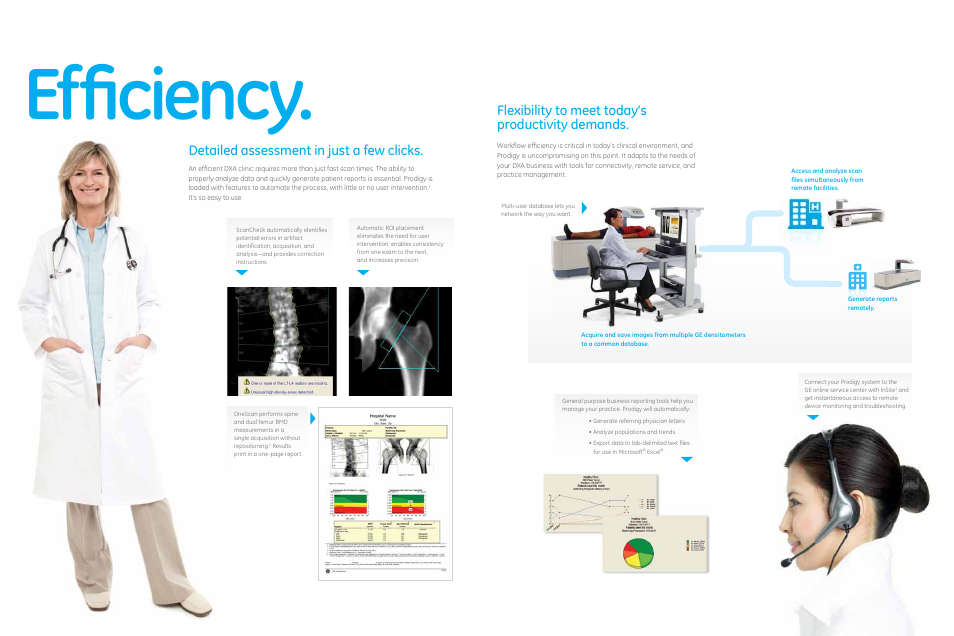 Efficiency, Detailed assessment in just a few clicks, Flexibility to meet today’s productivity demands | GE Healthcare Prodigy User Manual | Page 4 / 8