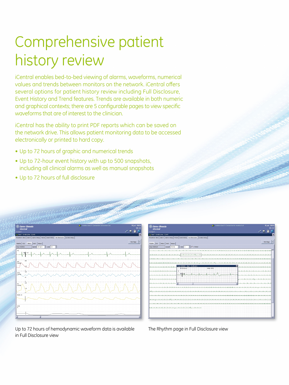 Comprehensive patient history review | GE Healthcare iCentral User Manual | Page 6 / 8
