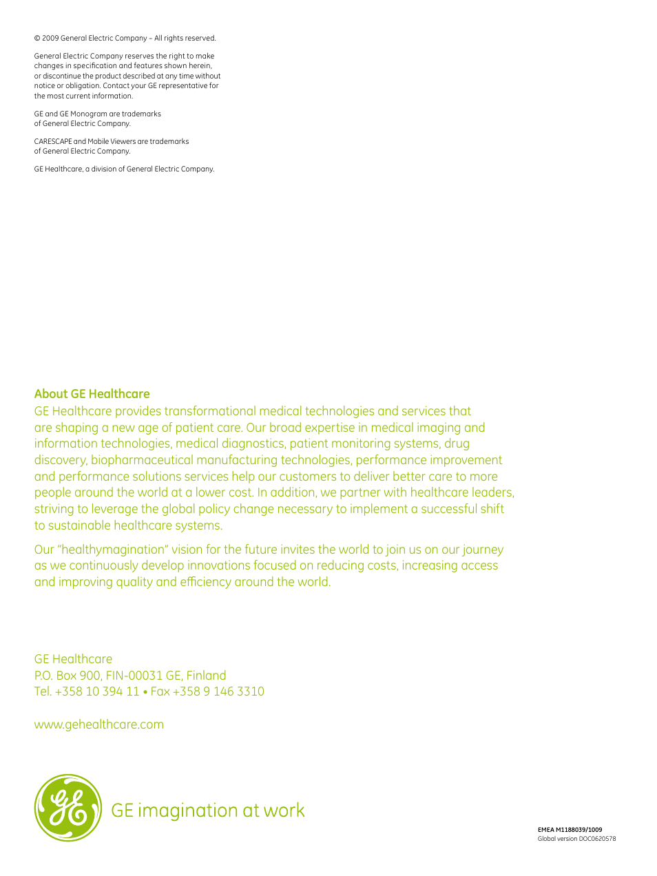 GE Healthcare iCentral User Manual | Page 8 / 8