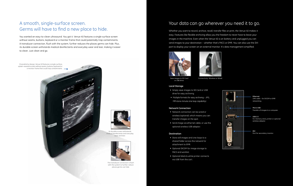 Your data can go wherever you need it to go | GE Healthcare Venue 40 User Manual | Page 6 / 9