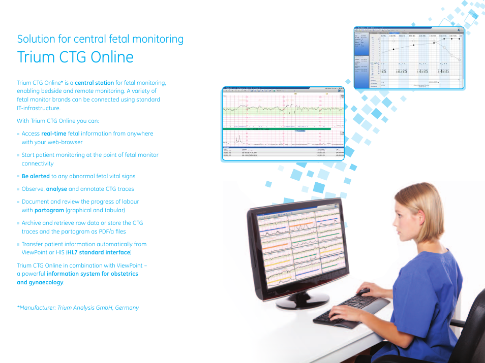 Trium ctg online, Solution for central fetal monitoring | GE Healthcare ViewPoint 6 User Manual | Page 10 / 15