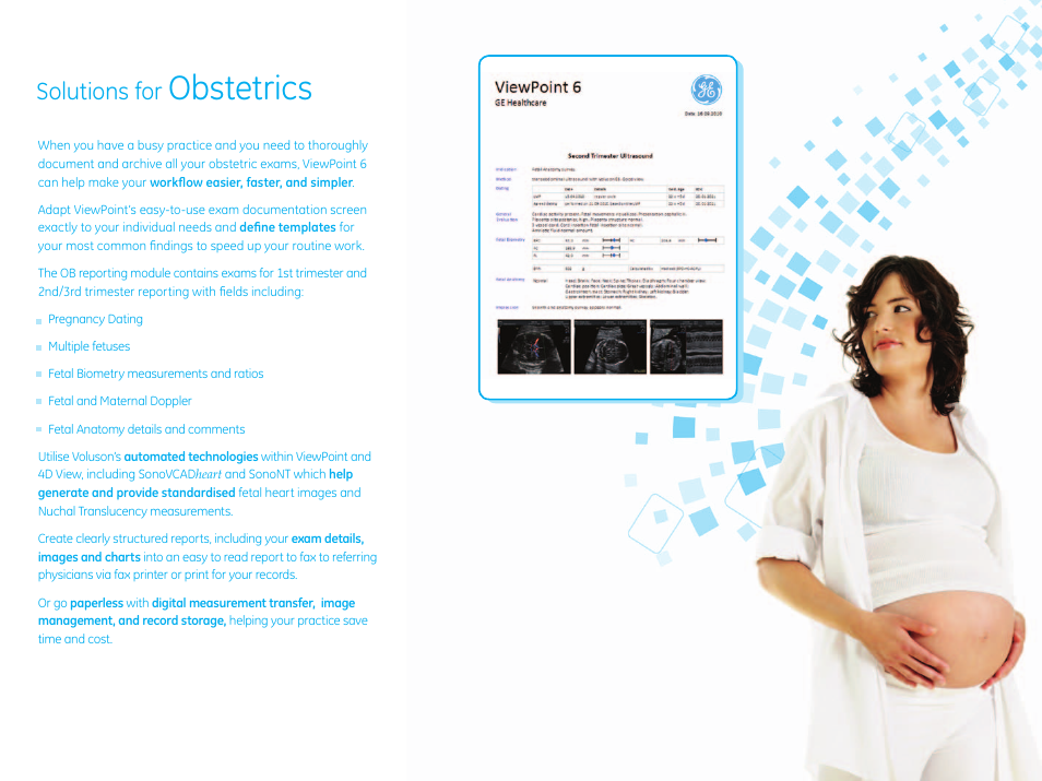 Obstetrics, Solutions for | GE Healthcare ViewPoint 6 User Manual | Page 9 / 15