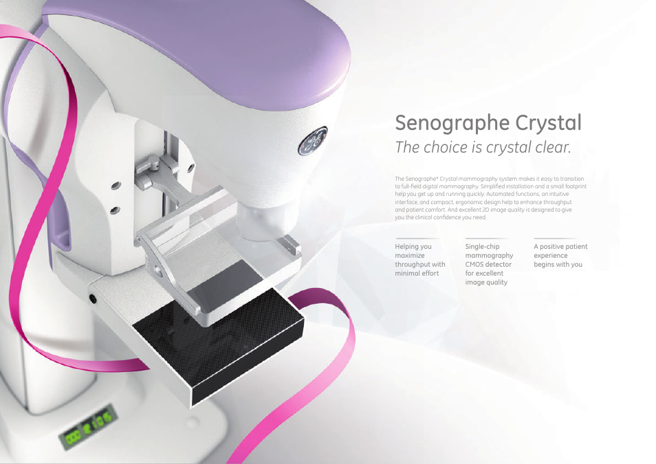 Senographe crystal, The choice is crystal clear | GE Healthcare Senographe Crystal User Manual | Page 2 / 7