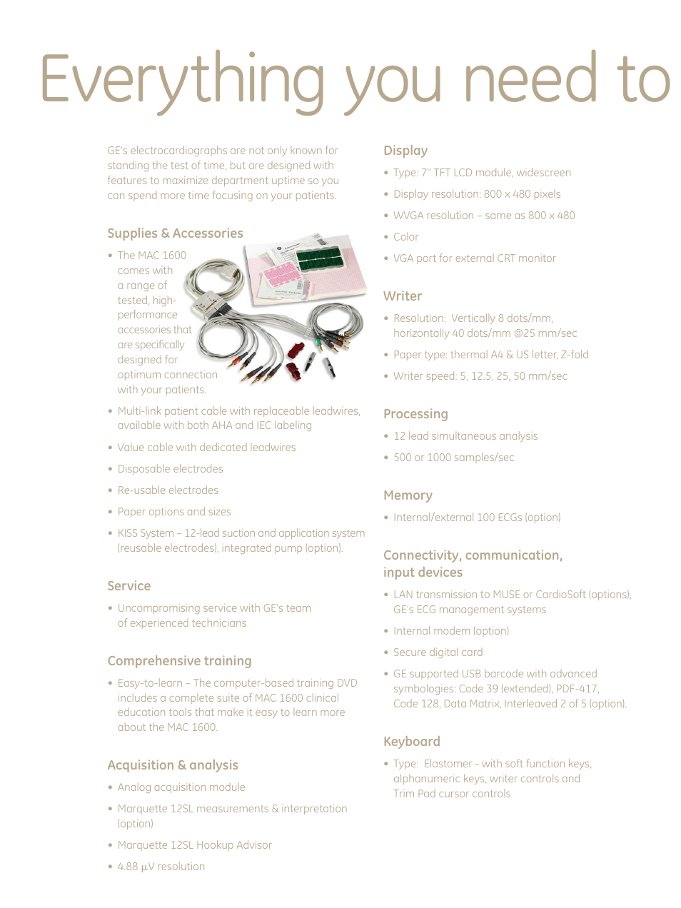 Everything you need to stay productive | GE Healthcare MAC 1600 ECG User Manual | Page 6 / 8