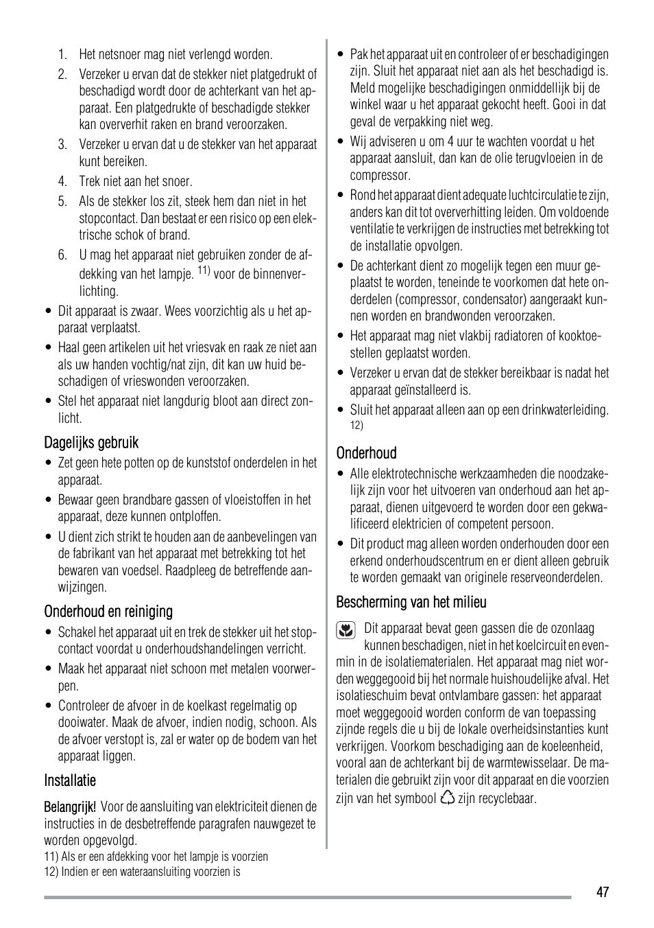 Zanussi ZUS 6140 A User Manual | Page 47 / 72