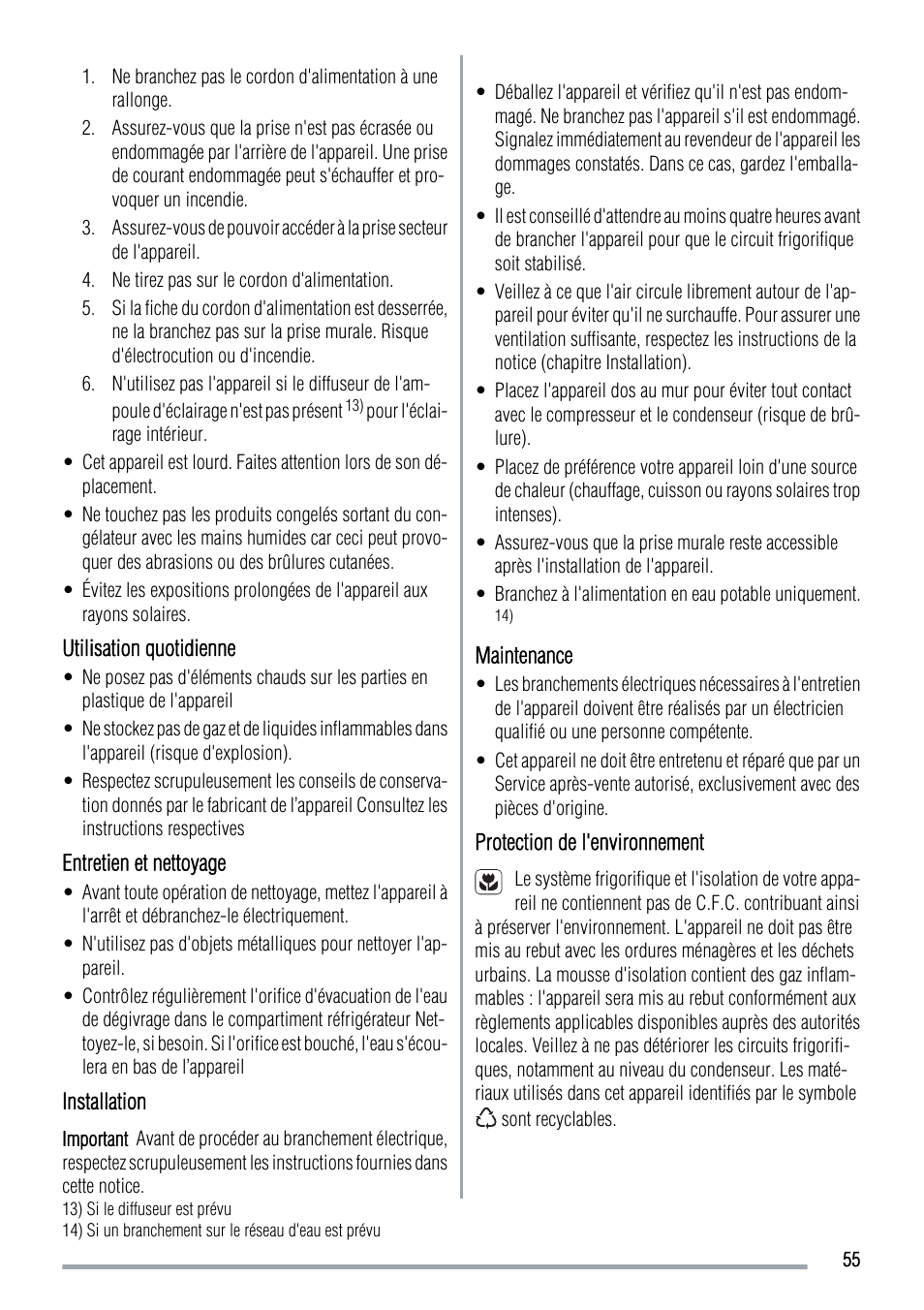 Zanussi ZUS 6140 A User Manual | Page 55 / 72