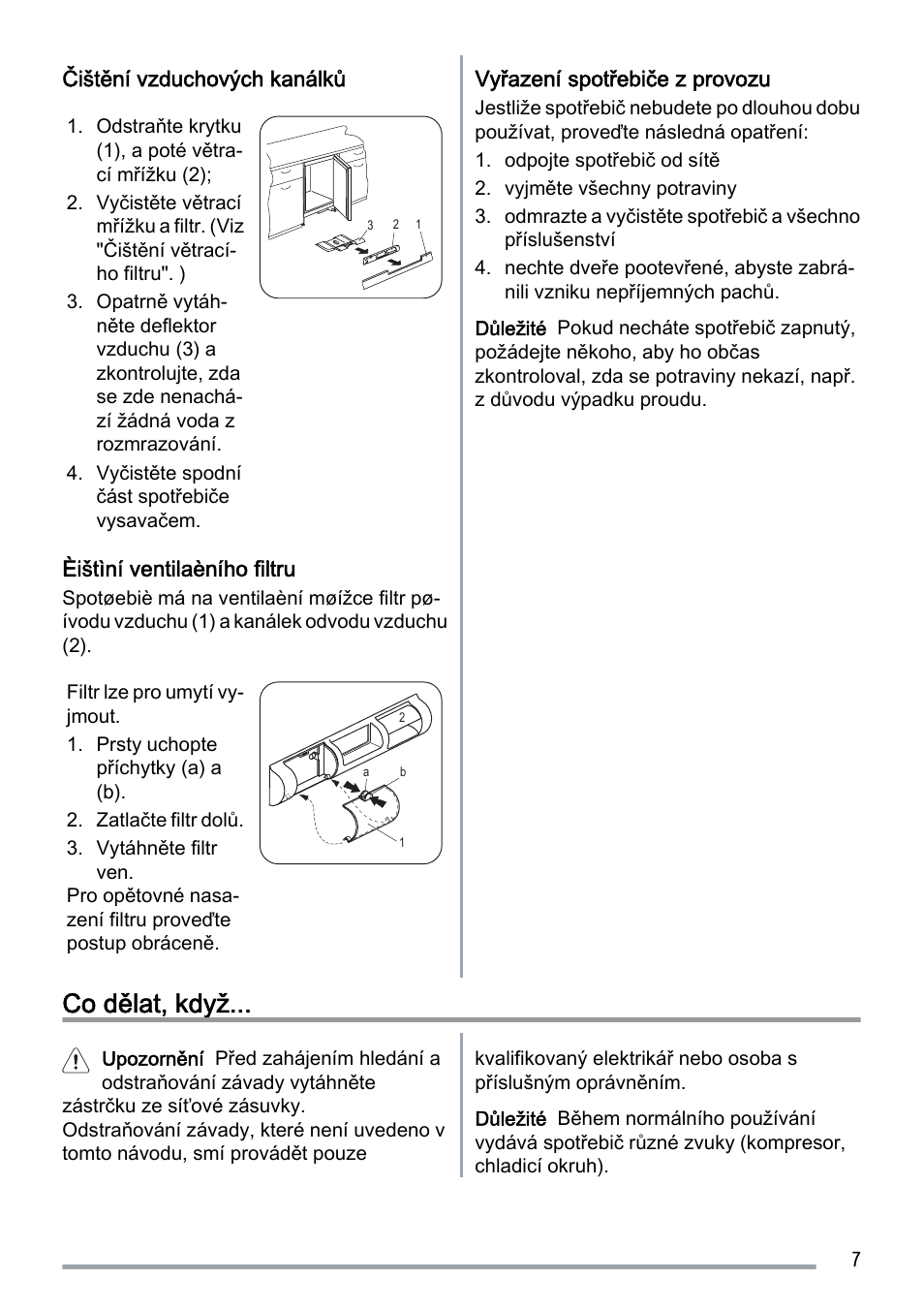 Co dělat, když | Zanussi ZUS 6140 A User Manual | Page 7 / 72