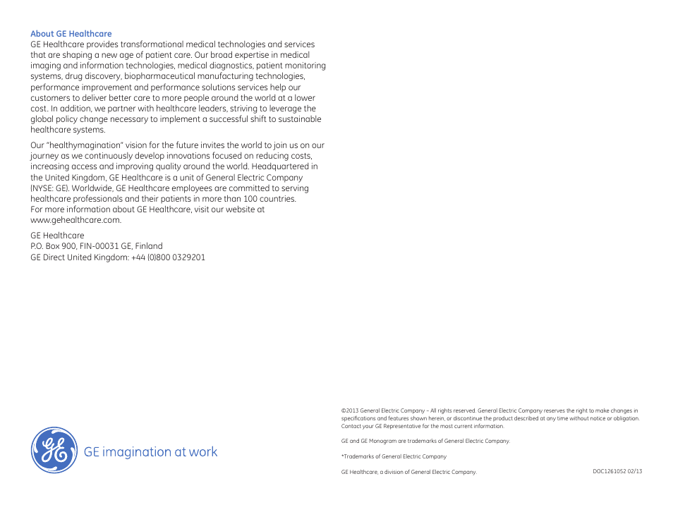 GE Healthcare CARESCAPE Monitor B450 User Manual | Page 4 / 4