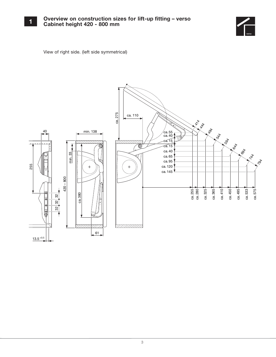 View of right side. (left side symmetrical) | Hafele EN 372.67 Series User Manual | Page 3 / 28