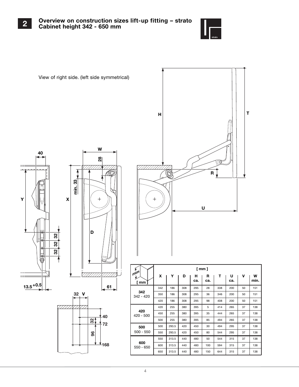View of right side. (left side symmetrical) | Hafele EN 372.67 Series User Manual | Page 4 / 28