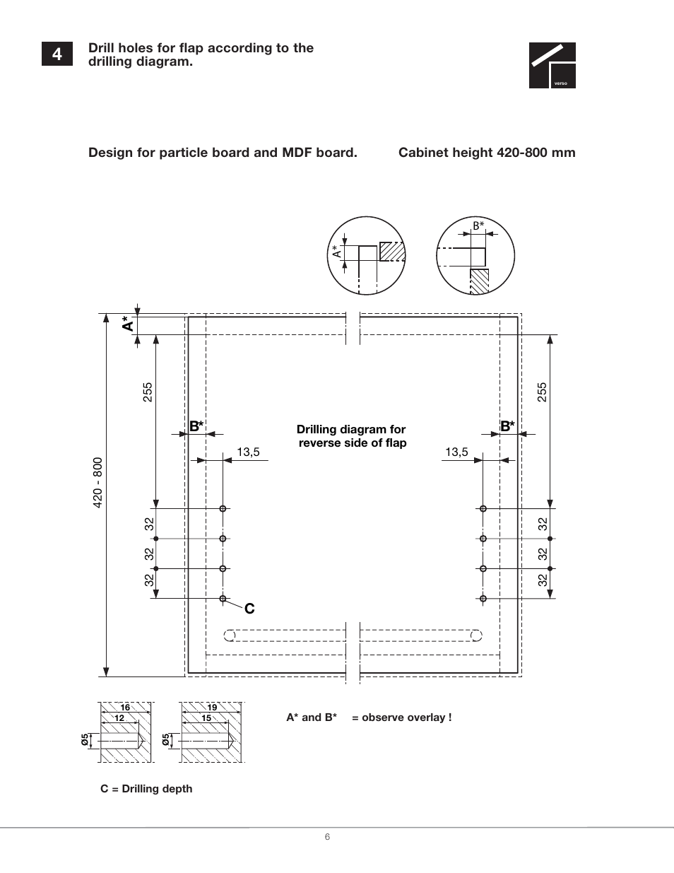 B* c b | Hafele EN 372.67 Series User Manual | Page 6 / 28