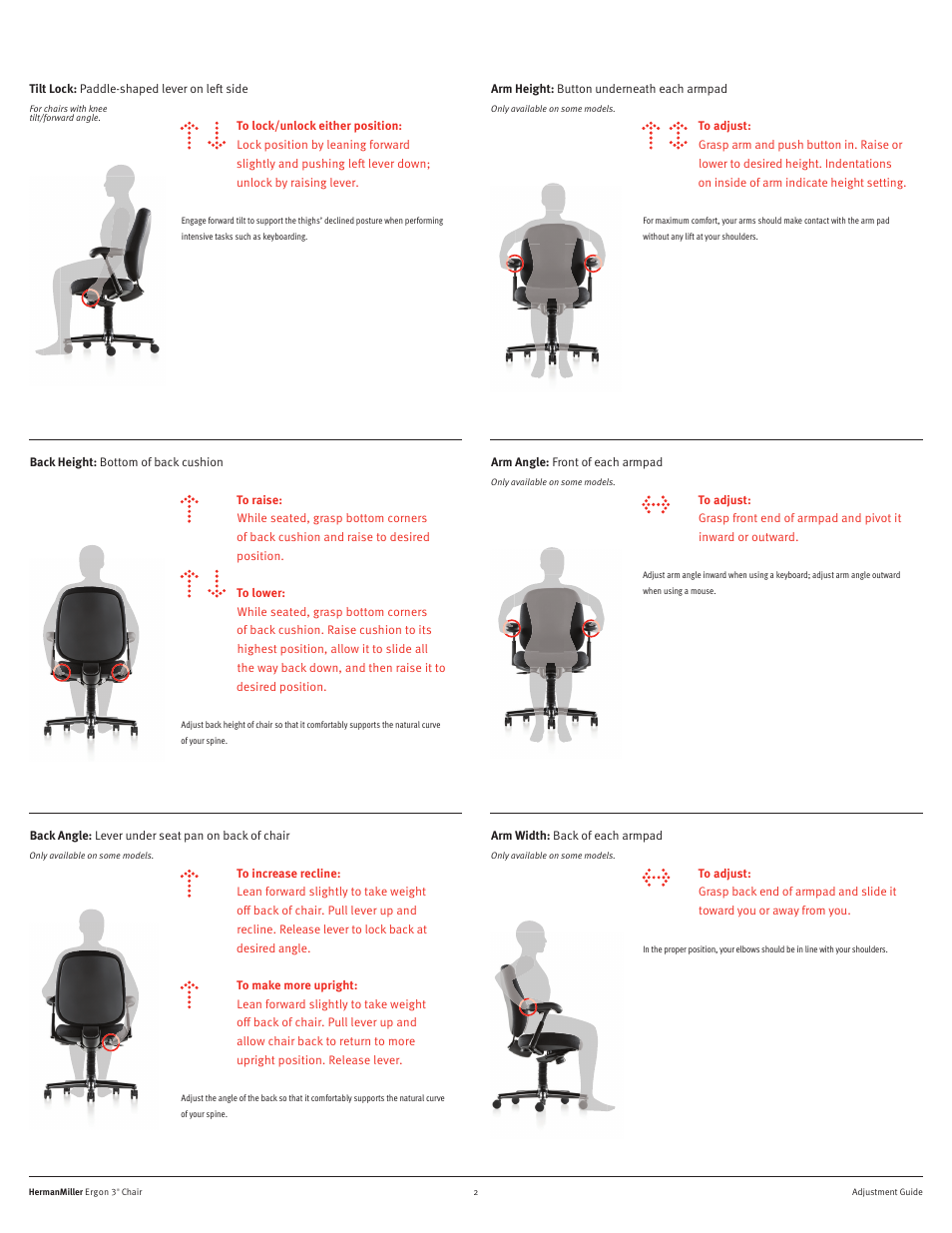 Herman Miller Ergon 3 Chairs - User Adjustments User Manual | Page 2 / 2