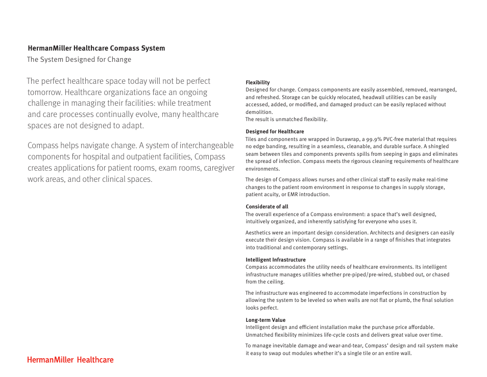 Herman Miller Compass System - Product sheet User Manual | Page 2 / 2