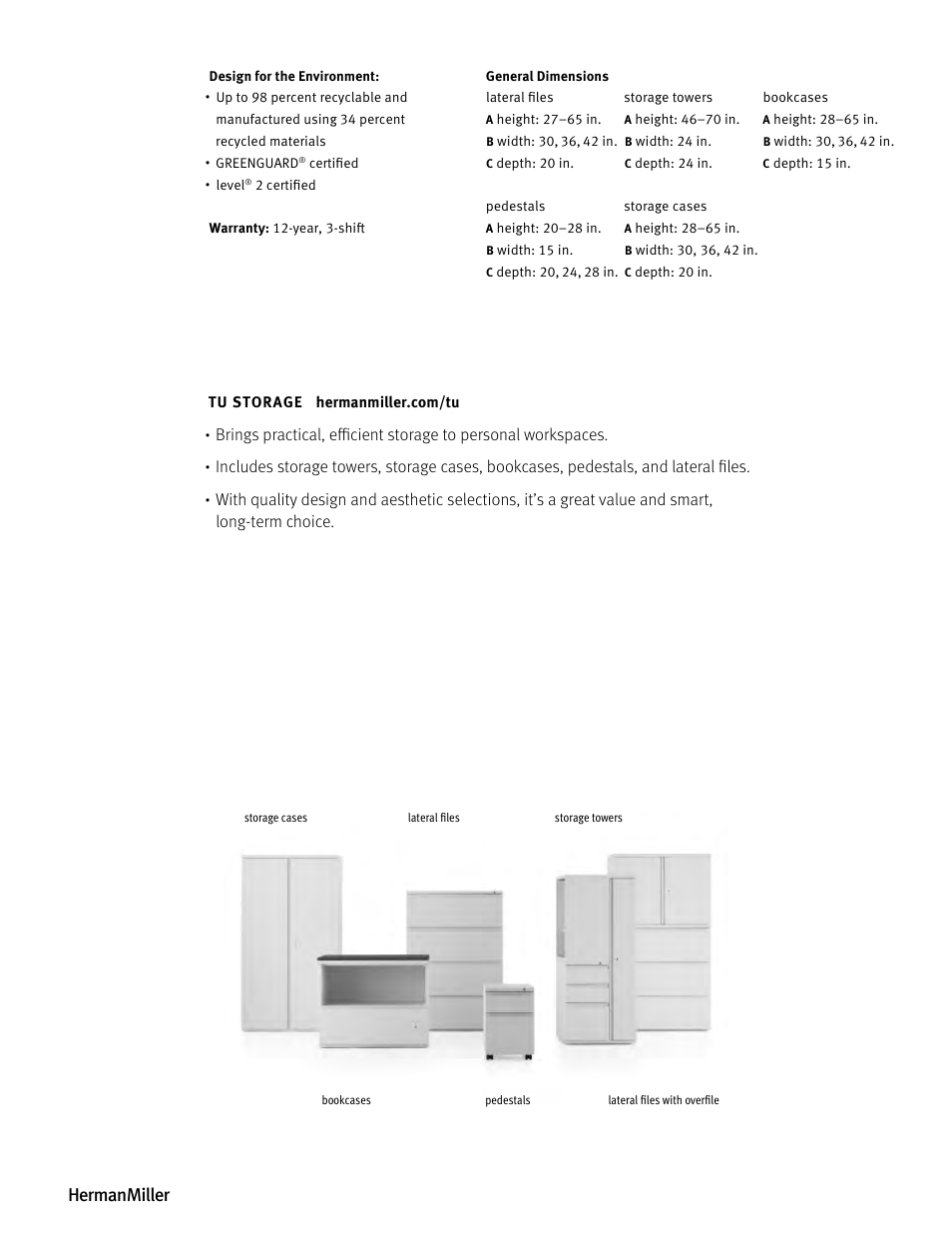 Herman Miller Tu Storage - Product sheet User Manual | Page 2 / 2