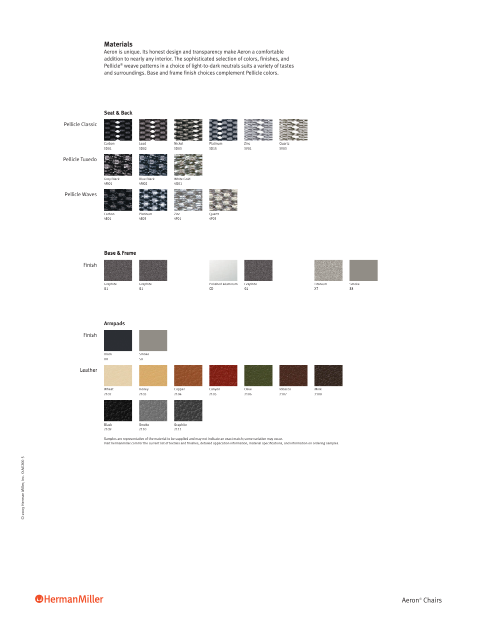 Aeron, Chairs, Materials | Herman Miller Aeron Side Chair - Brochure User Manual | Page 6 / 7