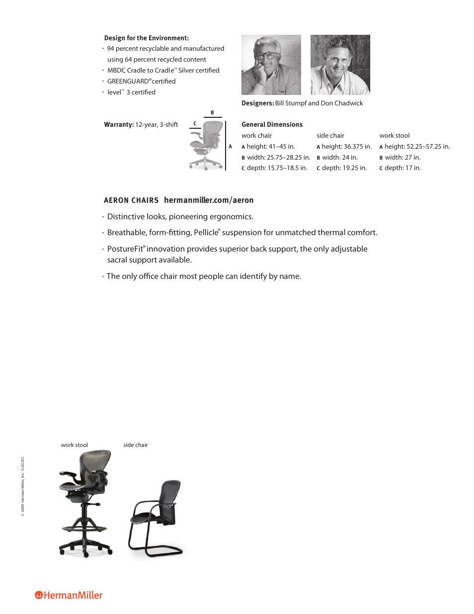 Herman Miller Aeron Side Chair - Brochure User Manual | Page 7 / 7