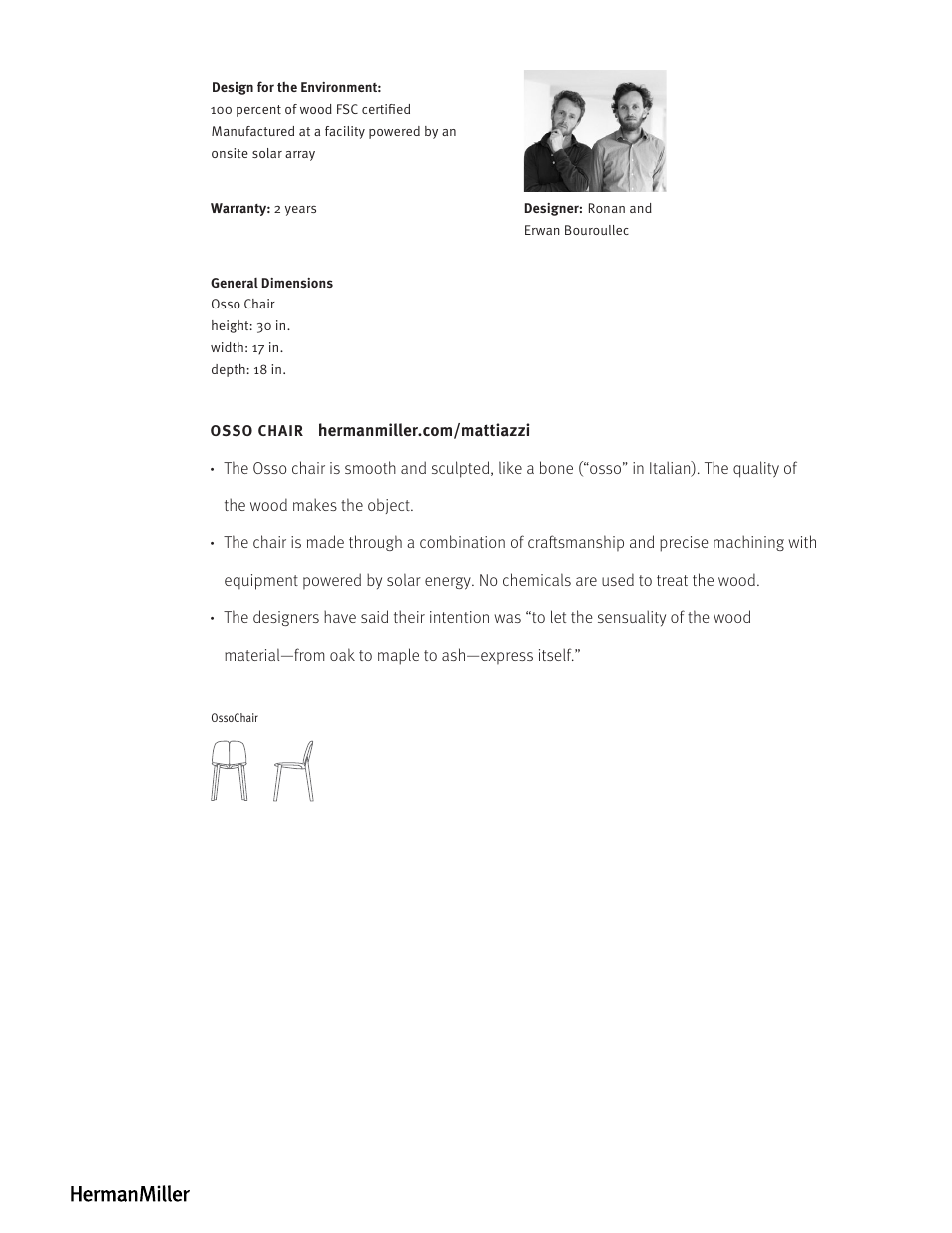 Herman Miller Osso Chair - Product sheet User Manual | Page 2 / 2