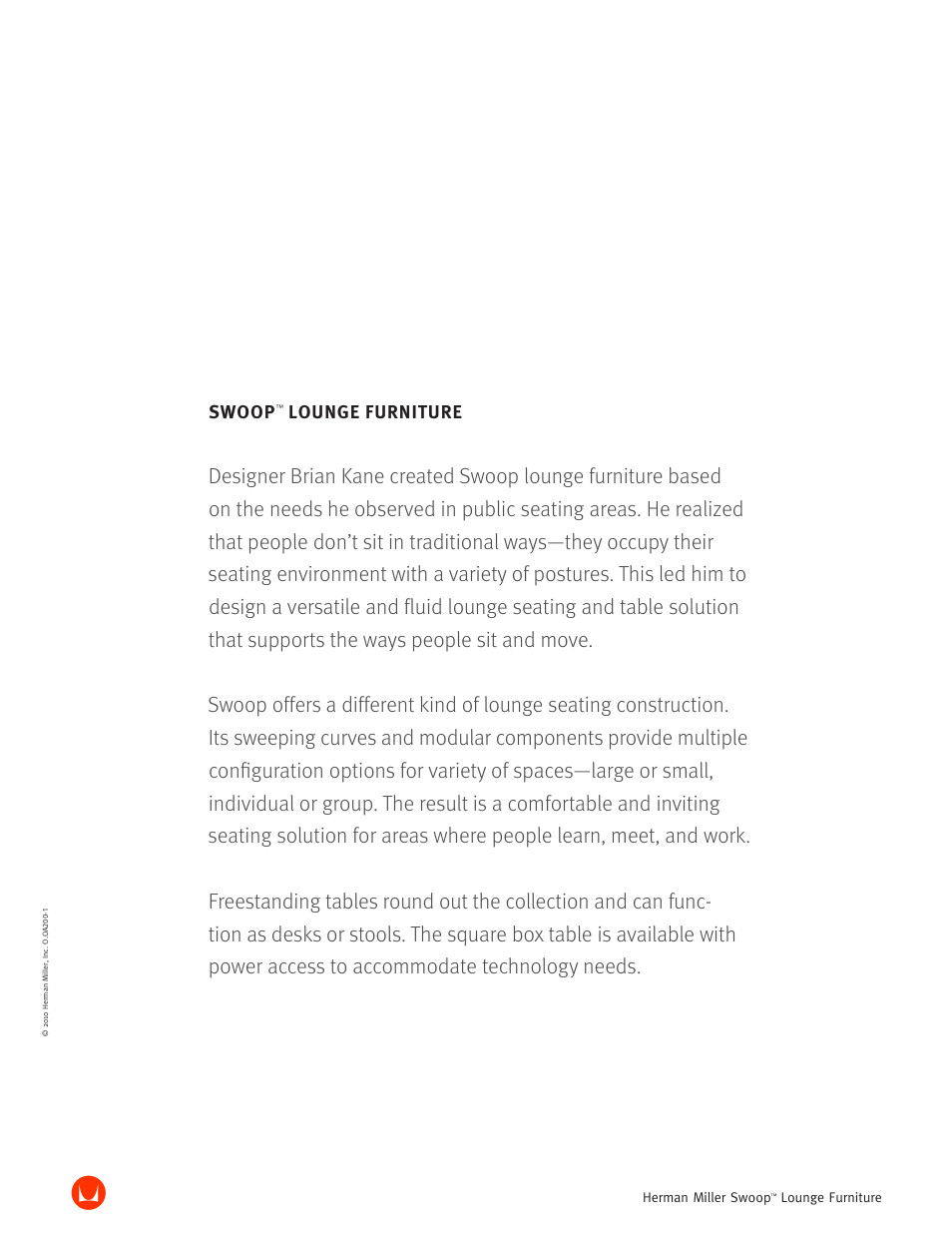 Herman Miller Swoop Lounge Furniture - Brochure User Manual | Page 2 / 10