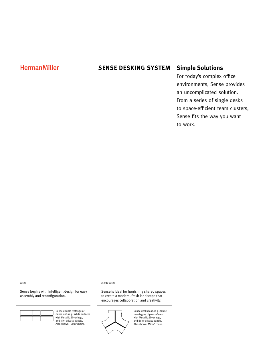 Simple solutions, Sense desking system | Herman Miller Sense Desking System - Product sheet User Manual | Page 3 / 12