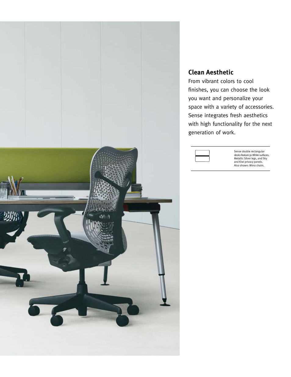 Clean aesthetic | Herman Miller Sense Desking System - Product sheet User Manual | Page 9 / 12