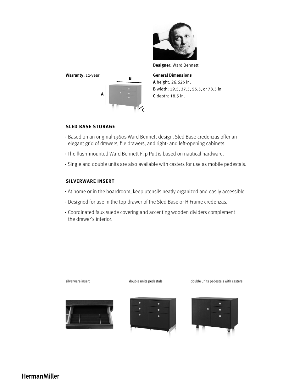 Herman Miller Sled Base Storage - Product sheet User Manual | Page 2 / 2