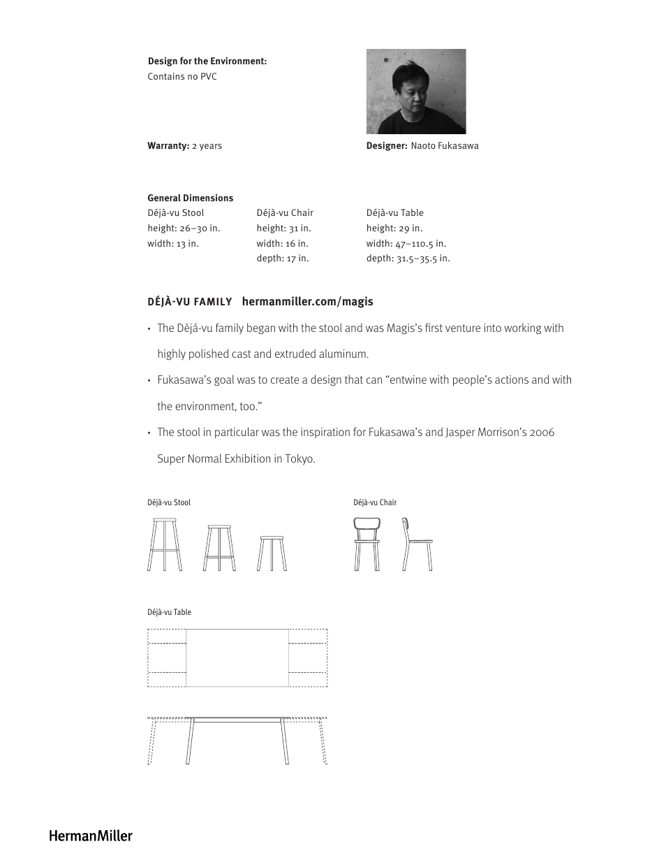 Herman Miller Déjà-vu Tables - Product sheet User Manual | Page 2 / 2