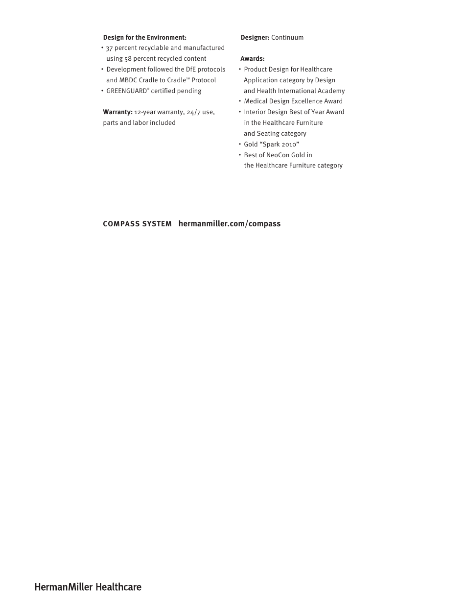 Herman Miller Compass System - Brochure User Manual | Page 12 / 12