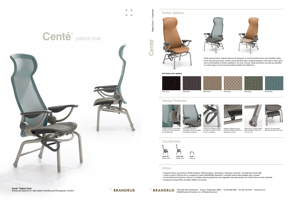 Herman Miller Centé Patient Chair - Product sheet User Manual | 4 pages