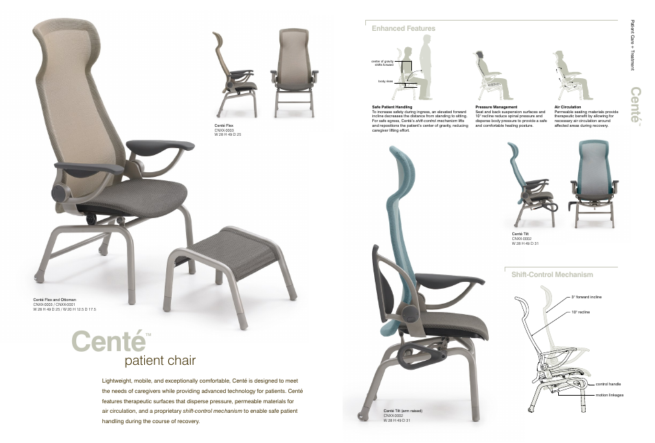 Centé, Patient chair | Herman Miller Centé Patient Chair - Product sheet User Manual | Page 2 / 4