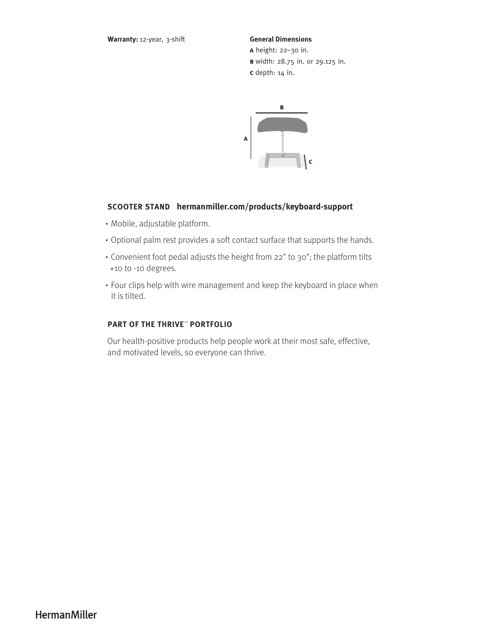 Herman Miller SCOOTER STAND - Product sheet User Manual | Page 2 / 2