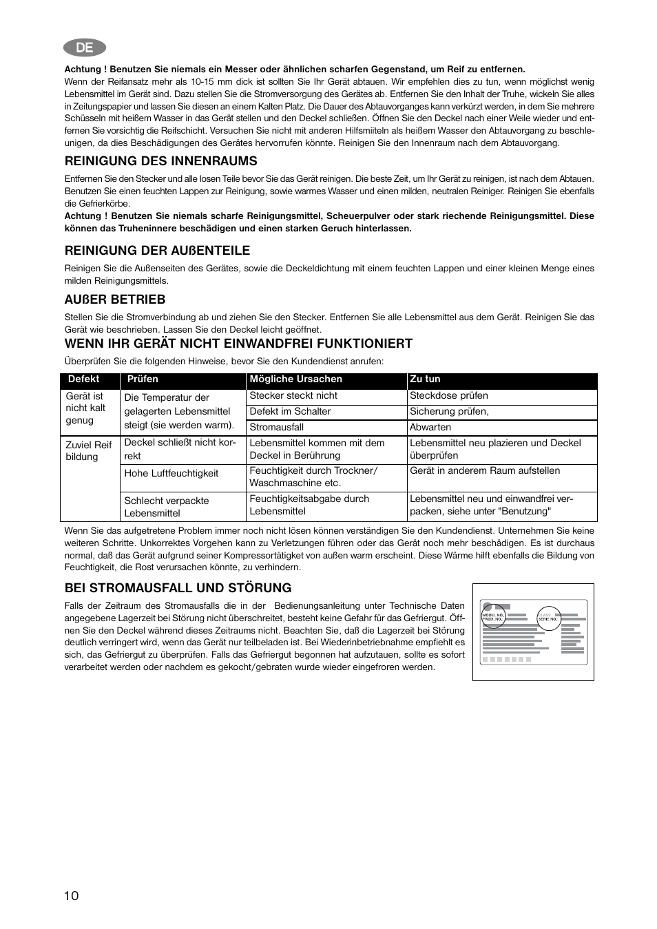 Zanussi ZFC 11 JE User Manual | Page 10 / 16