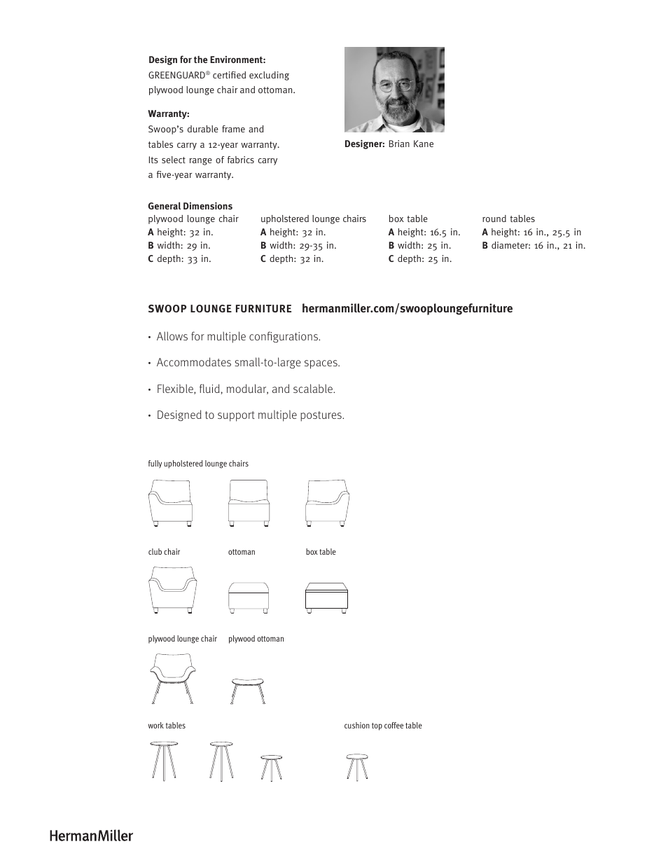 Herman Miller Swoop Lounge Furniture - Product sheet User Manual | Page 2 / 2