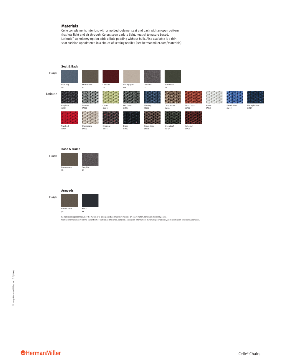 Materials, Celle, Chairs | Herman Miller Celle Chairs - Brochure User Manual | Page 6 / 7