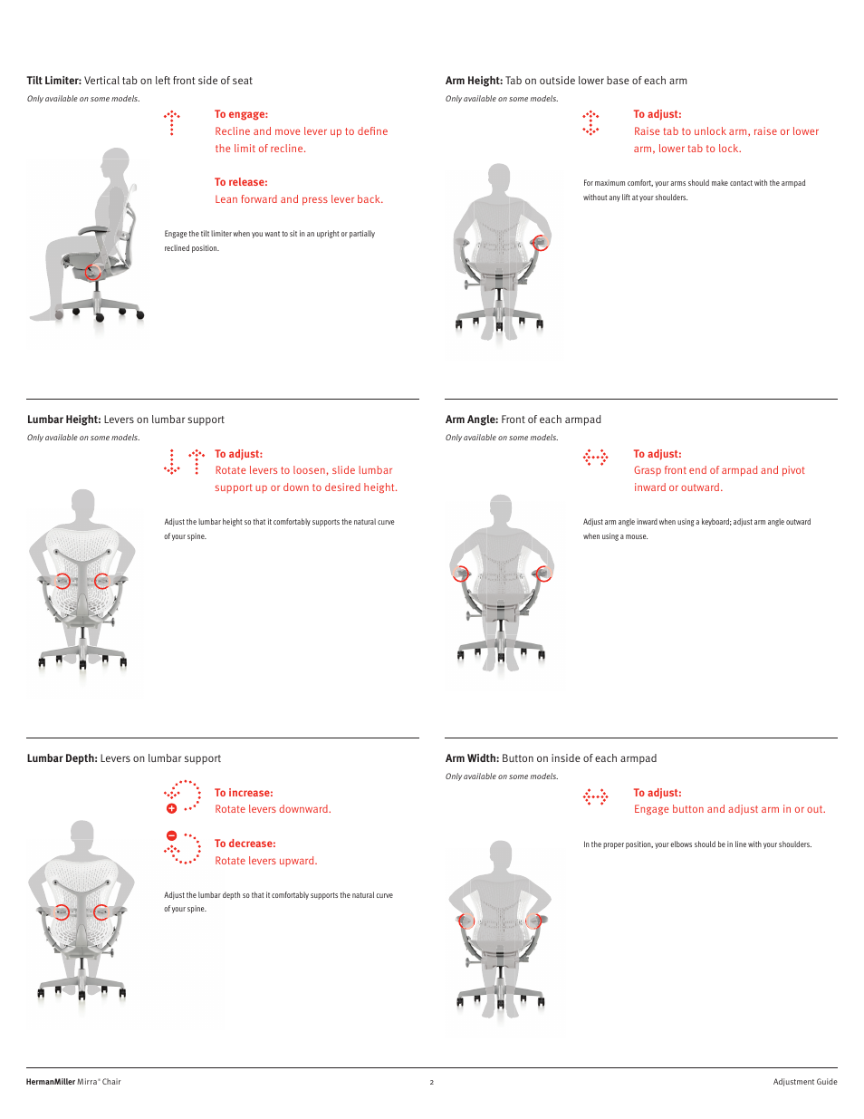 Herman Miller Mirra Chairs - User Adjustments User Manual | Page 2 / 2