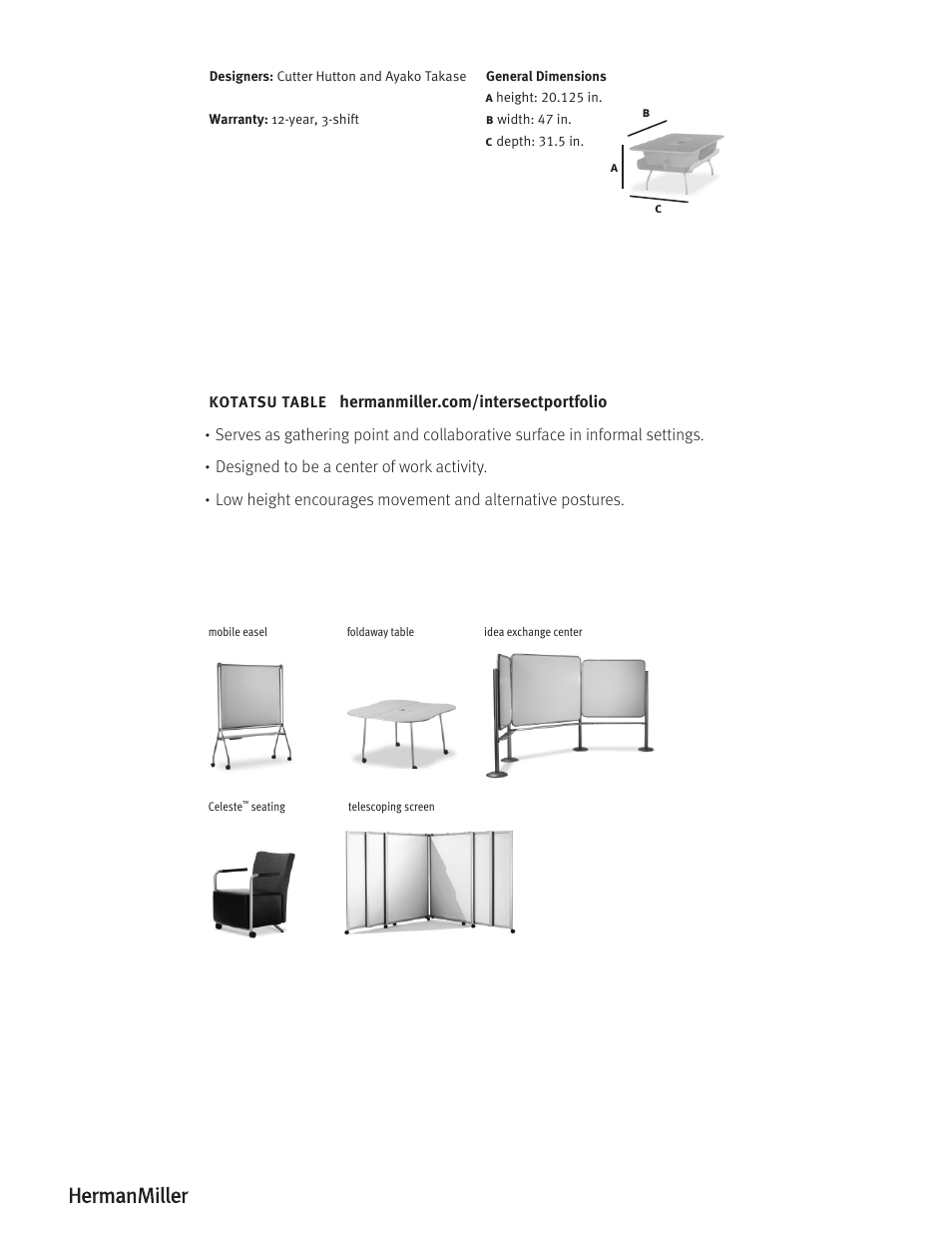 Herman Miller Kotatsu Table - Product sheet User Manual | Page 2 / 2