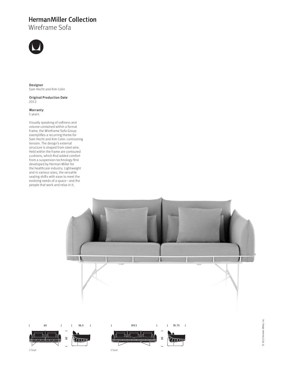 Herman Miller Wireframe Sofa Group - Product sheet User Manual | 1 page