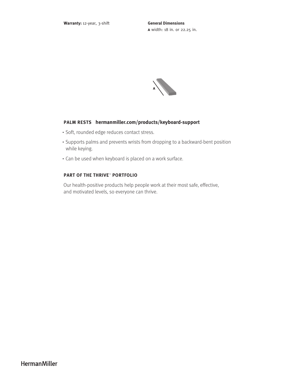 Herman Miller PALM RESTS - Product sheet User Manual | Page 2 / 2